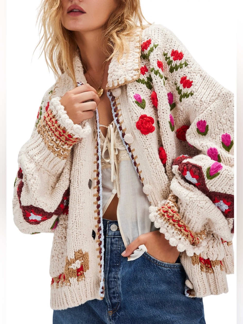 Free people rosebud oversized cardigan sz M